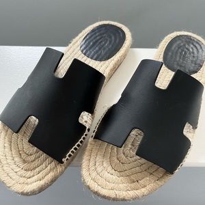 HERMES Antigua Espadrille Sandal Black